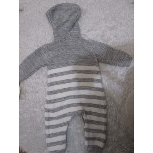 Little Me Marled Hooded Coverall grey and white stripes beautiful knit 6M - Picture 10 of 14